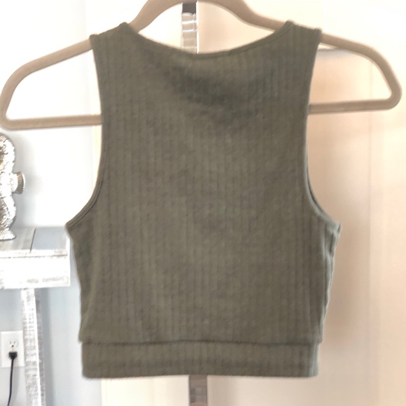 Forever 21 Sz S Adorable Olive Rib Knit Crop Top - Picture 5 of 9